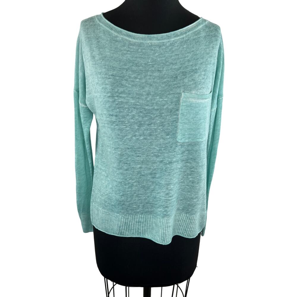 J. Crew Green Long Sleeve Women's Crewneck Faded Linen Sweater Size XXS